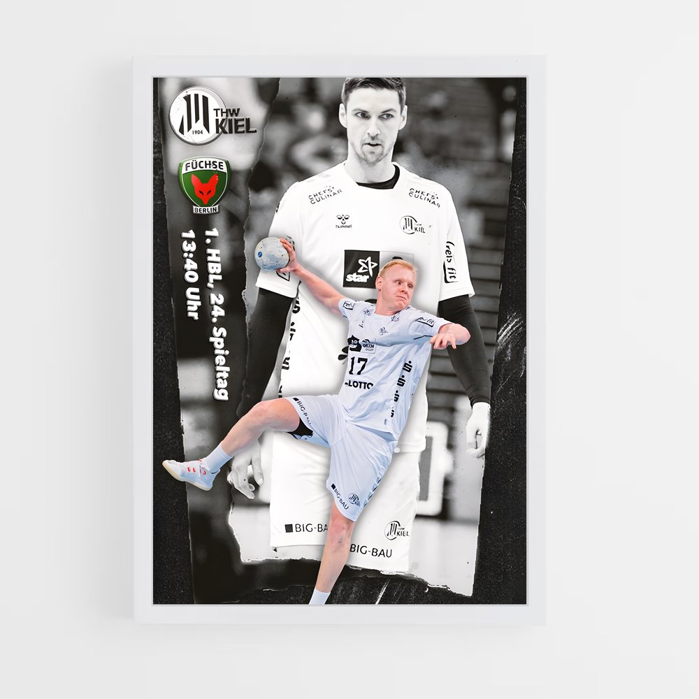 Poster Kicker Bleu – affiche Handball (vue 3)